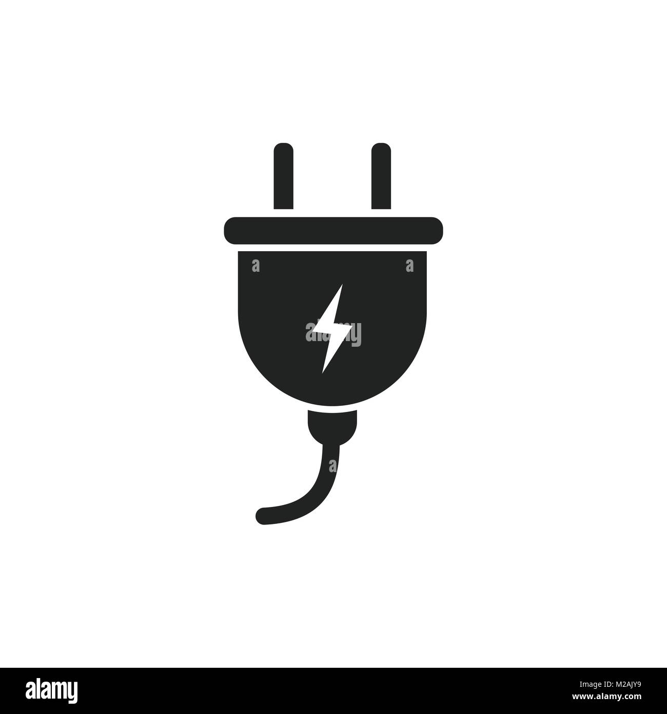 Plug vector icon. Power wire cable flat illustration Stock Vector Image ...