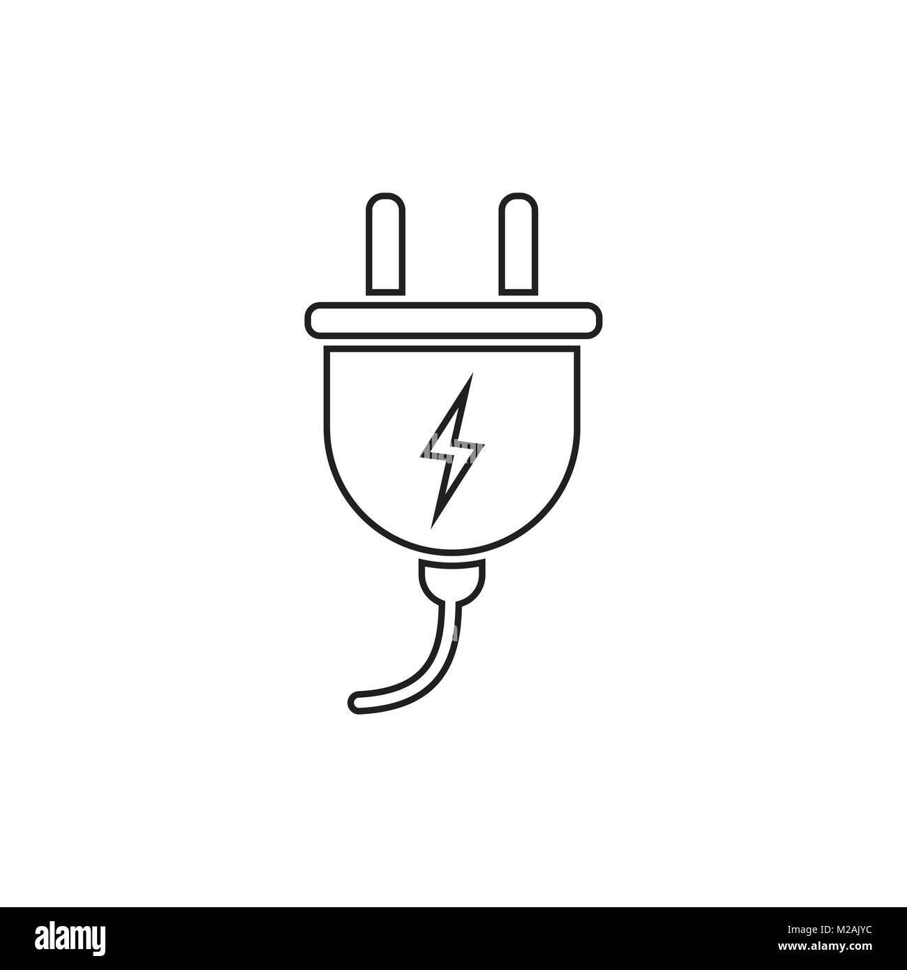 Plug vector icon in line style. Power wire cable flat illustration ...