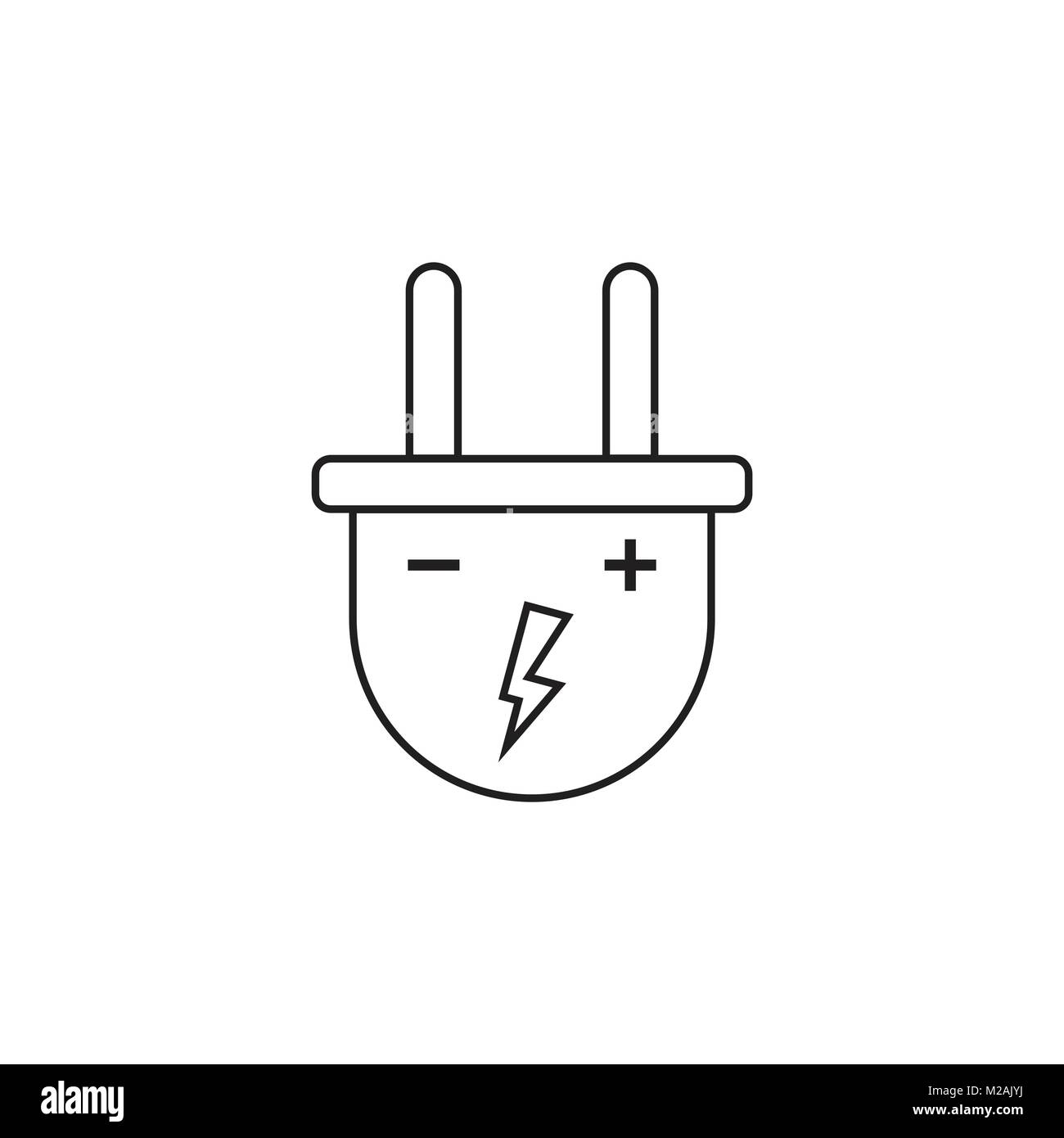 Plug vector icon in line style. Power wire cable flat illustration