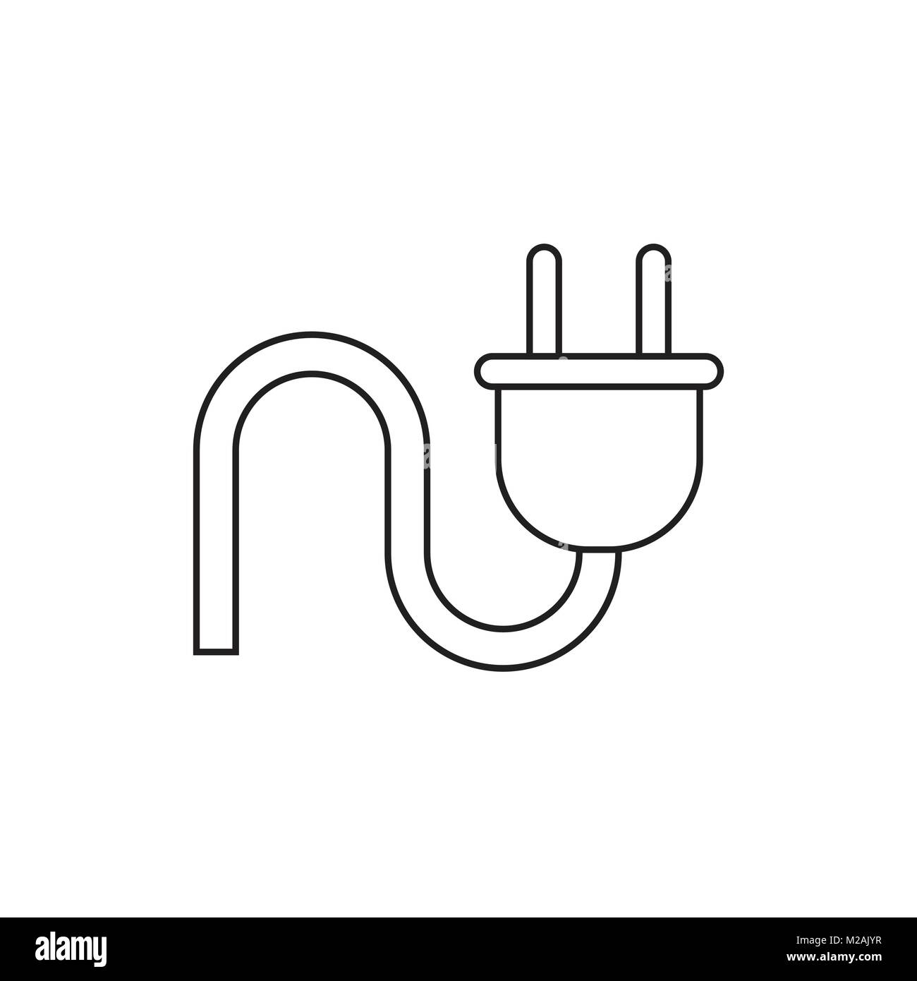 Plug vector icon in line style. Power wire cable flat illustration ...
