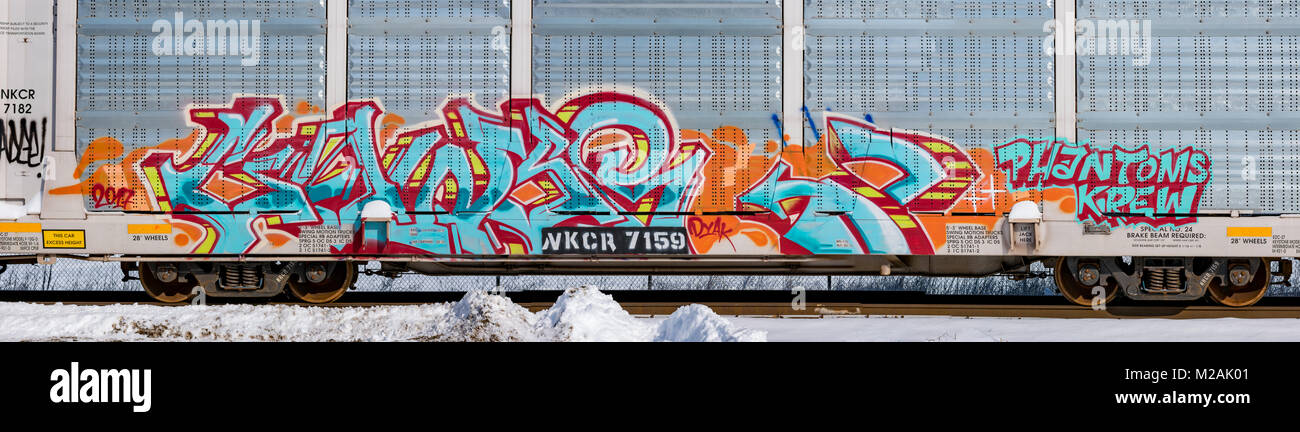 Auto Rack Graffiti Rock island railroad hi-res stock photography and images - Alamy