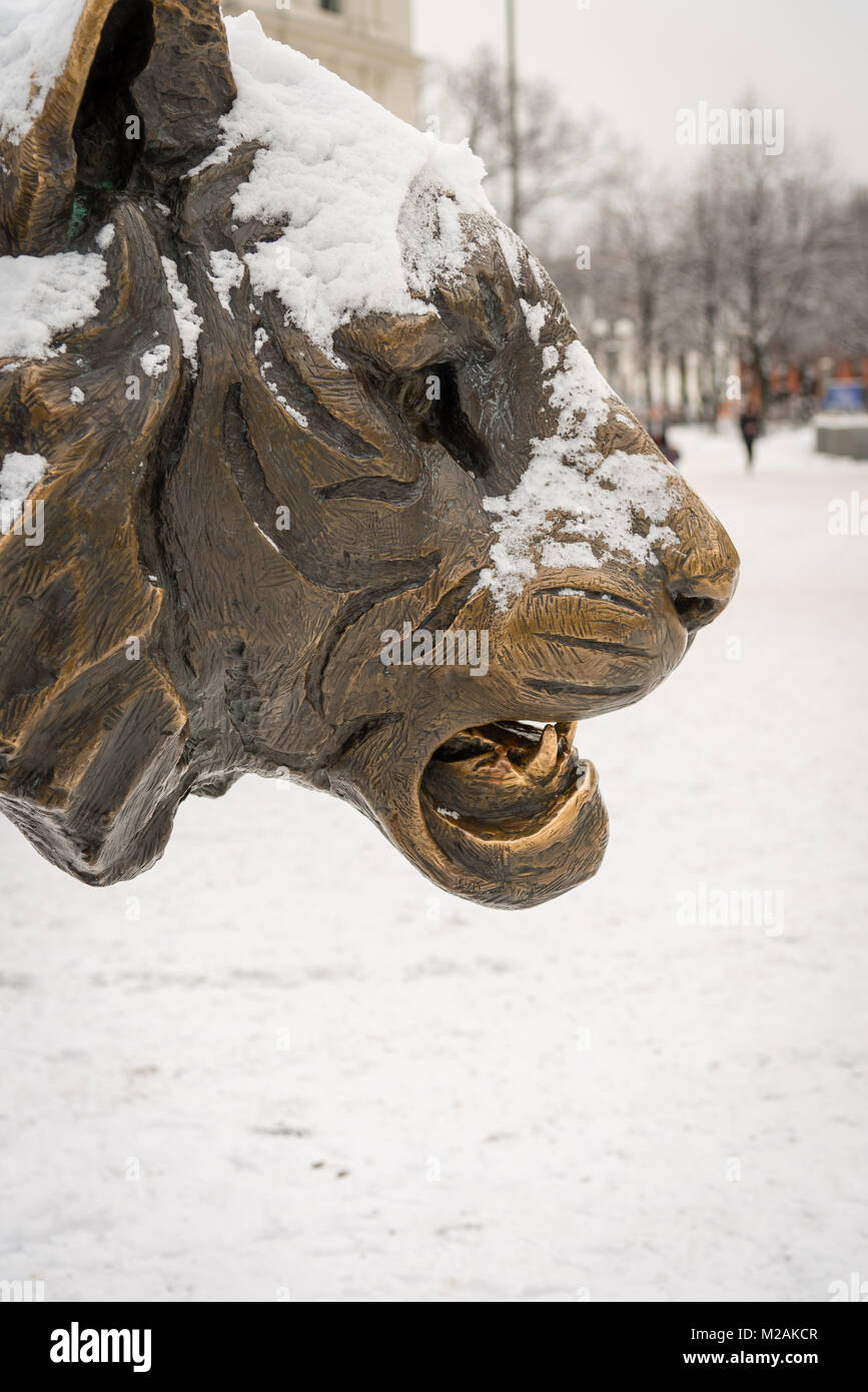 The tiger in front of Oslo Central Station, Oslo, Norway Stock Photo