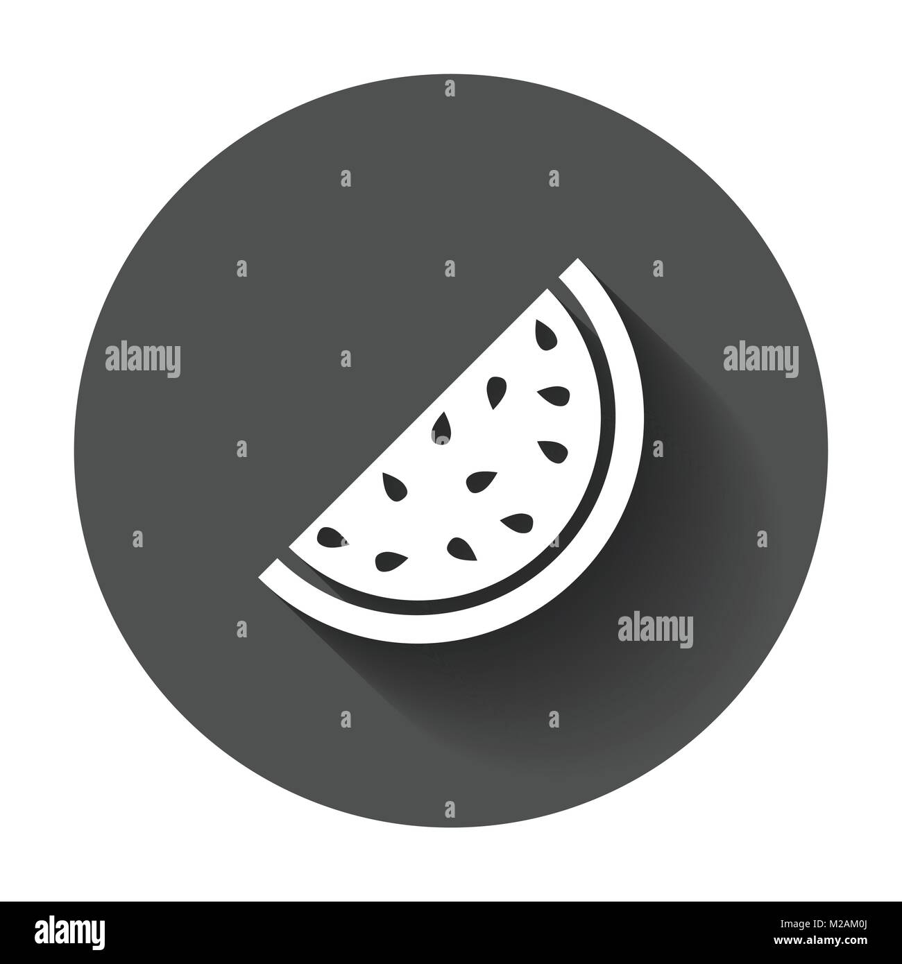 Watermelon icon. Juicy ripe fruit vector illustration with long shadow ...