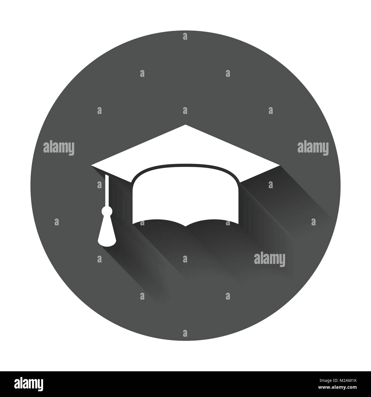 Graduation cap flat design icon. Finish education symbol. Graduation