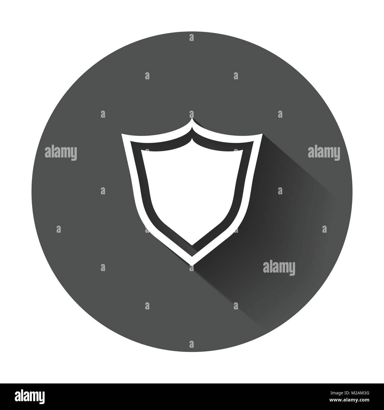 Shield protection icon. Vector illustration in flat style with long shadow Stock Vector Image