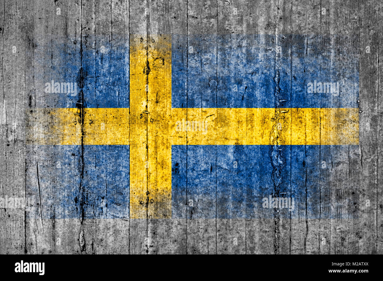 Sweden flag painted on background texture gray concrete Stock Photo - Alamy