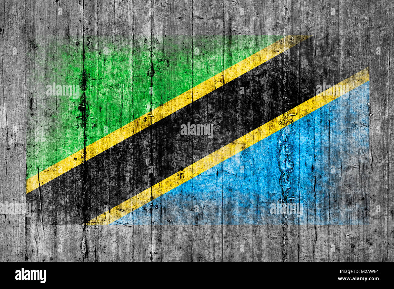 Tanzania flag painted on background texture gray concrete Stock Photo