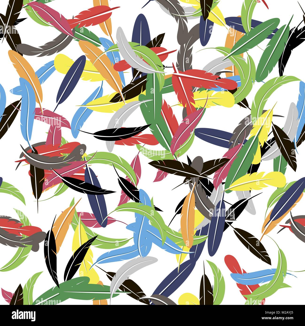 Colorful Seamless Random Feather Pattern Stock Vector
