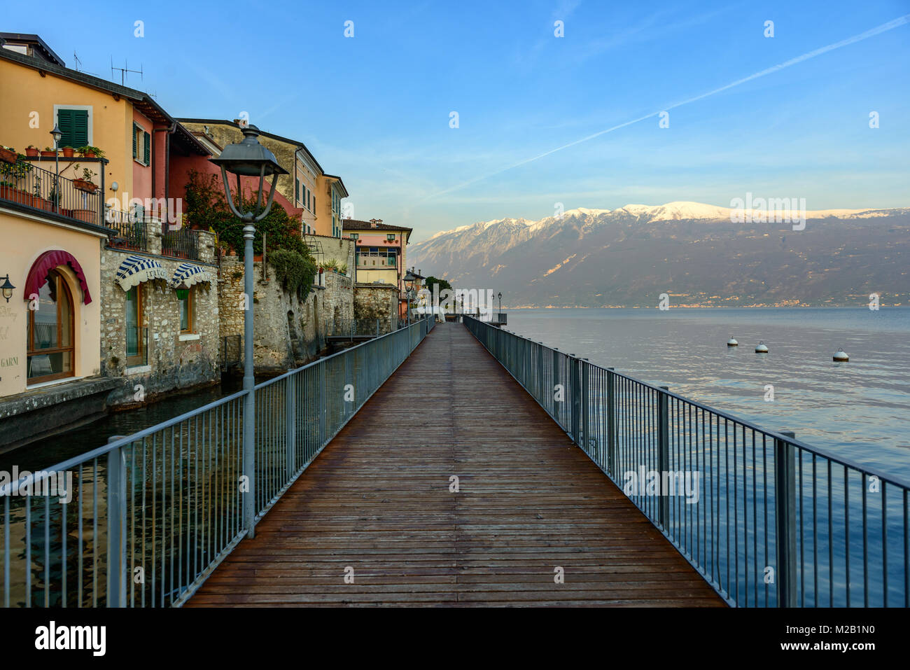 Travel to north Italy: embankment on the Garda lake, Gargnano Stock Photo