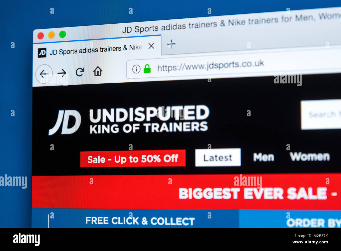 LONDON, UK JANUARY 8TH 2018 The homepage of the official website for