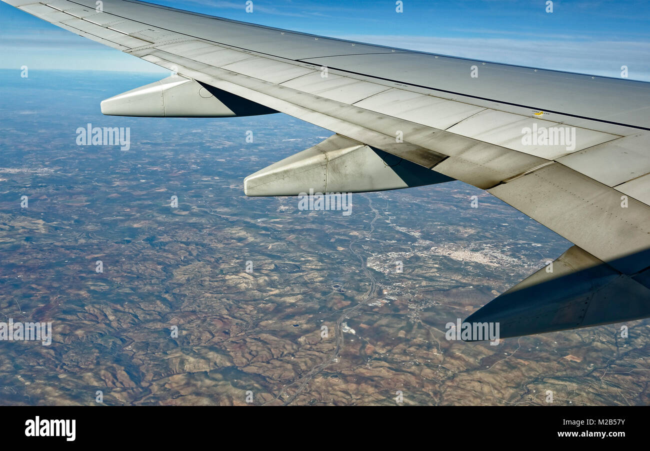 Shot from plane over Spanish Mainland Stock Photo