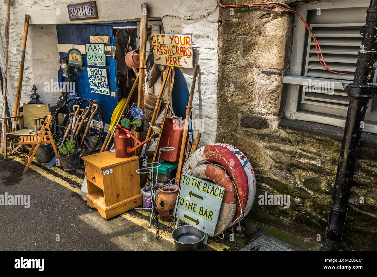 Shopfront in a seaside town in Cornwall Stock Photo