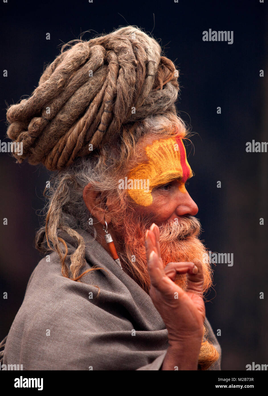 Sadhu in Pashupati temple area in Kathmandu, Nepal. Stock Photo