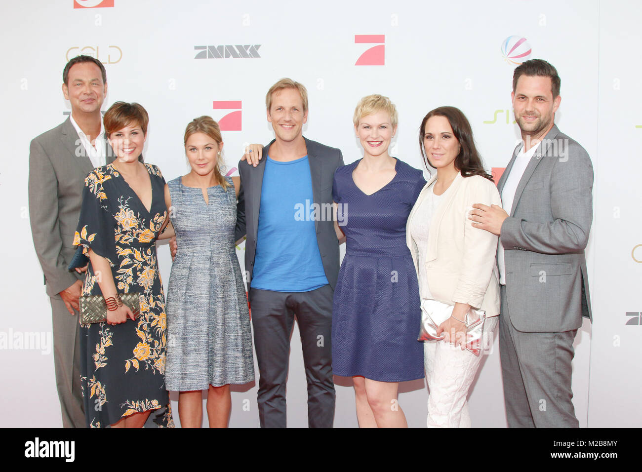 Martin Haas, Vanessa Blumhagen, Alina Merkau, Jahn Hahn, Karen Heinrichs, Simone Panteleit, Matthias Killing, Jahrespressekonferenz Pro7 SAT1 JPP 2015, Hamburg, 07.07.2015 Stock Photo