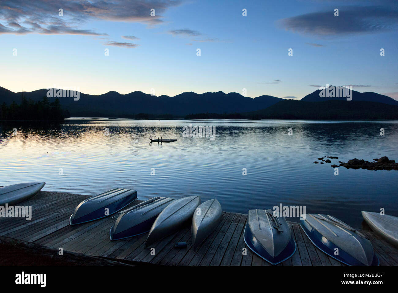 Elk lake from Elk Lake Lodge,Adirondack High Peaks area,New York Stock