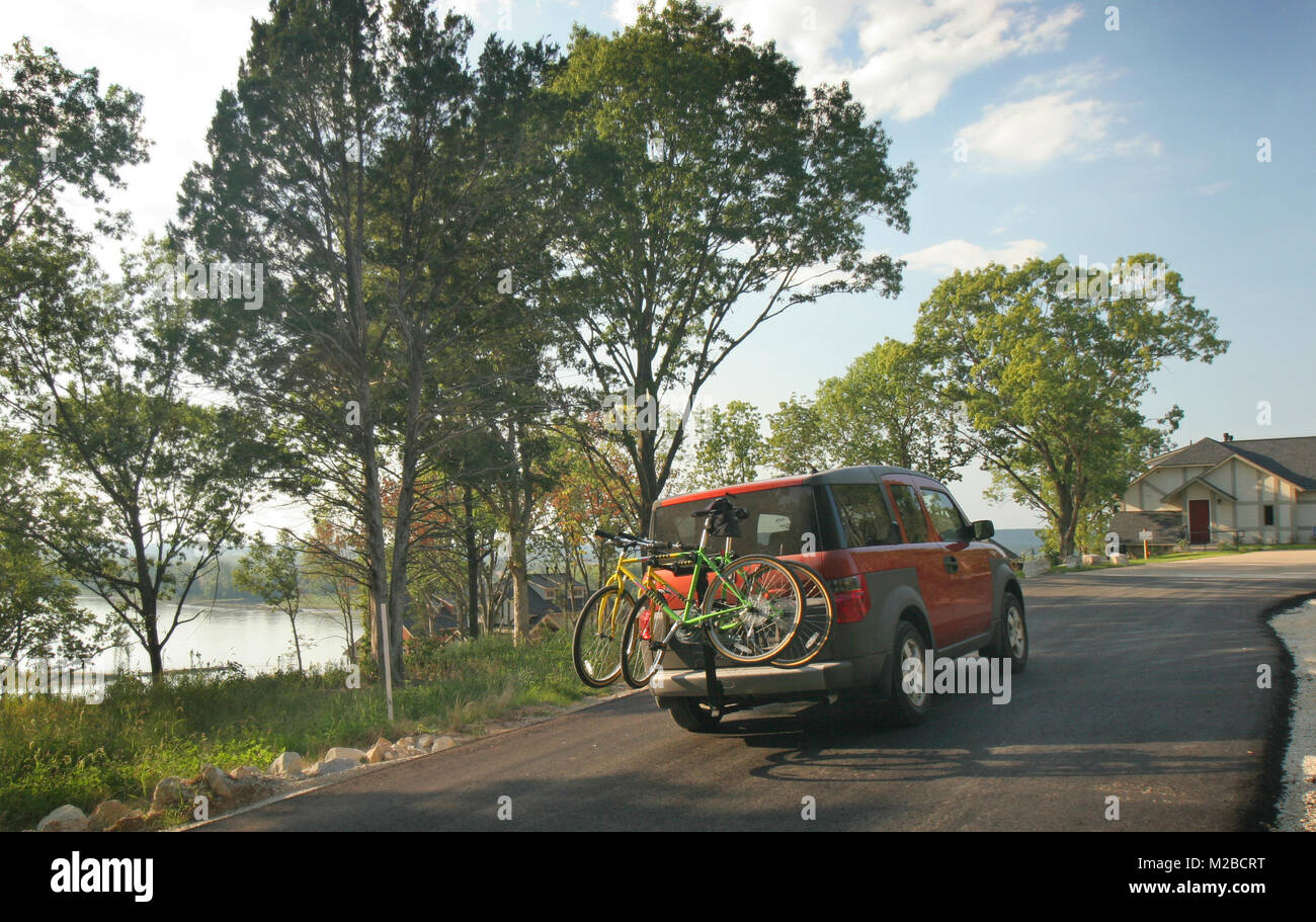 Car with bike racks,Hermann,Missouri Stock Photo Alamy