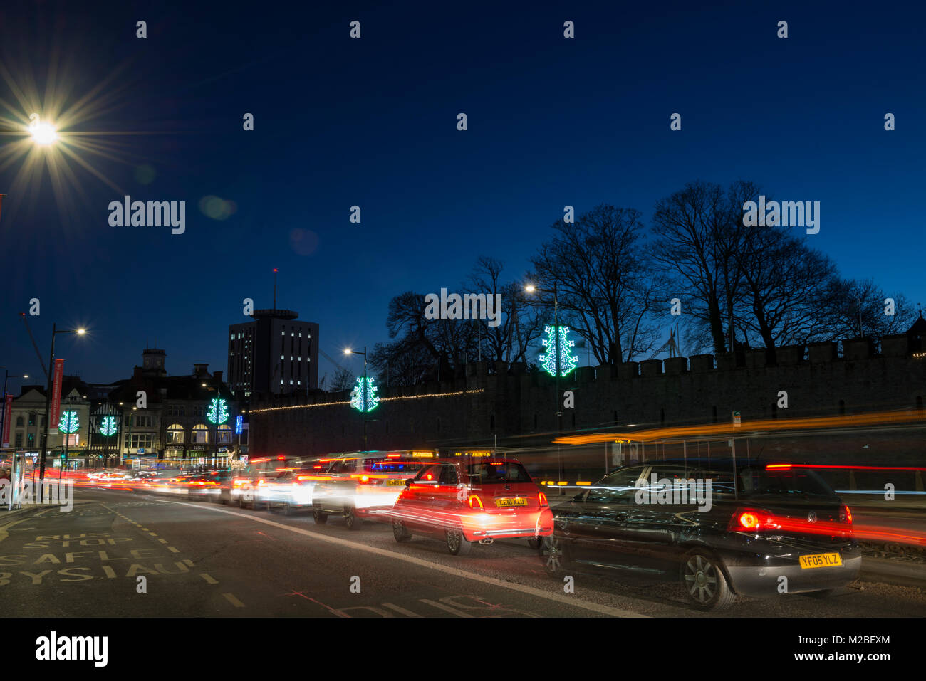 Streaming traffic lights add to the Christmas lights around Cardiff