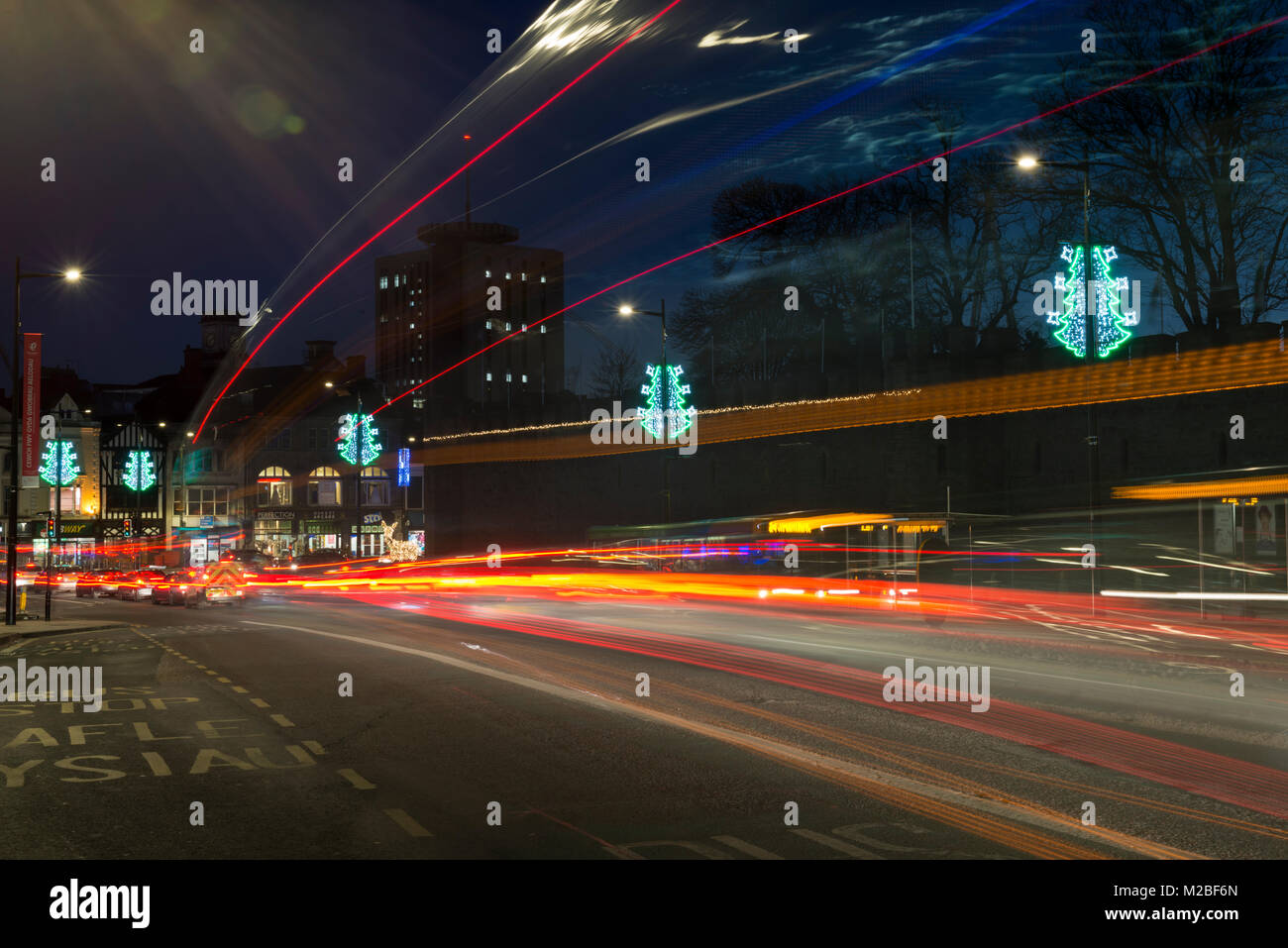 Streaming traffic lights add to the Christmas lights around Cardiff