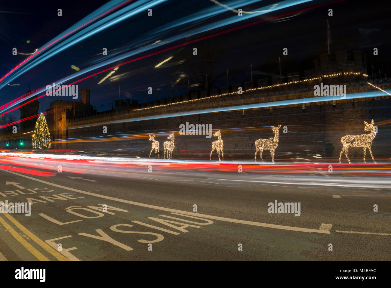 Streaming traffic lights add to the Christmas lights around Cardiff