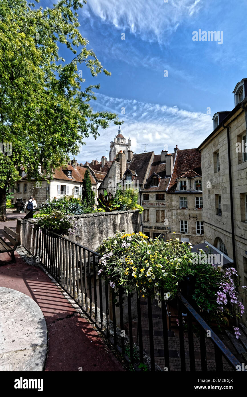 There are gardens and pleasant aspects to walk in Dole, France Stock