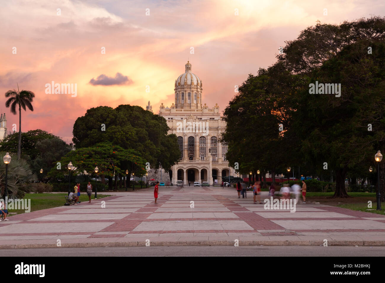 The Museum of the Revolution is the former Presidential Palace and Plaza 13 de Mazo in Havana, Cuba. Stock Photo