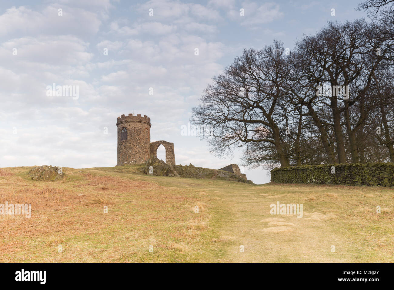 Old John is a folly, this image shows the worn path up to Old John, in Bradgate Park, Leicestershire, England. Stock Photo