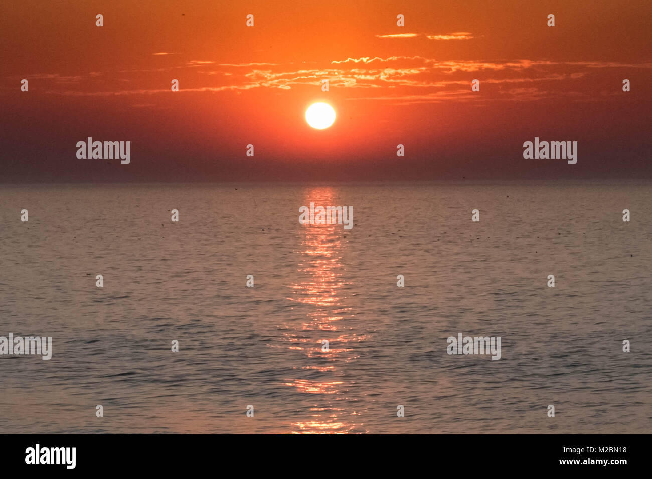 Sunset at Heacham Beach, Norfolk UK Stock Photo