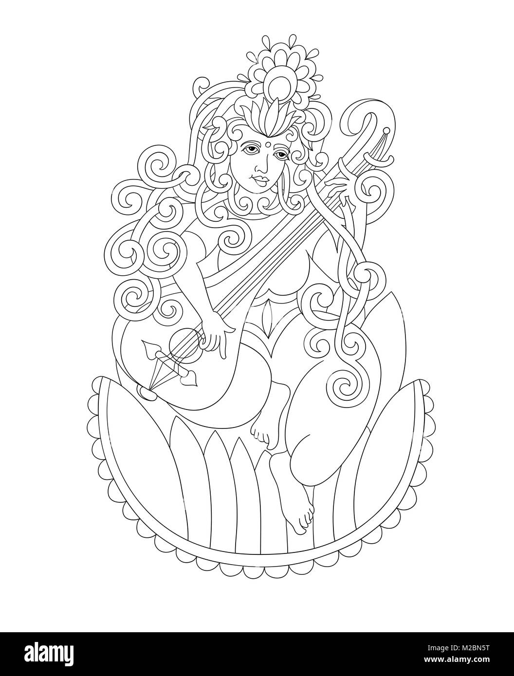 Hindu Goddess Saraswati Stock Illustration - Download Image Now - Drawing -  Art Product, Saraswati, Abstract - iStock