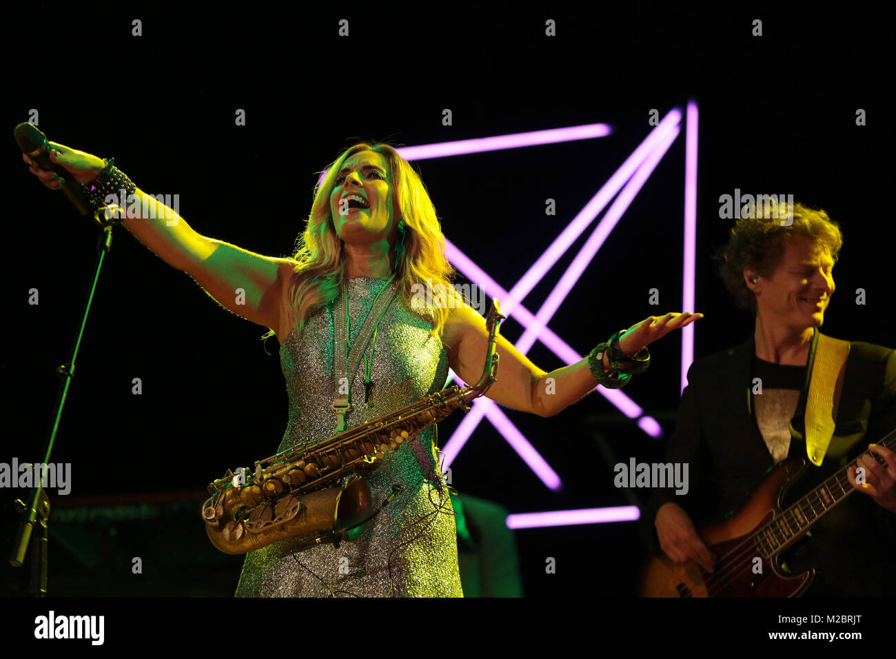 Candy Dulfer live on stage in ICE Cracow, Poland Stock Photo Alamy