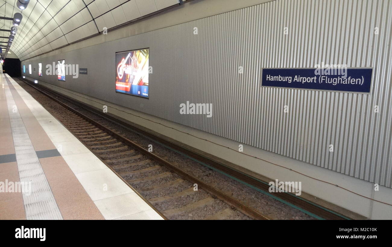 U-Bahn Haltestelle Hamburg Airport in Hamburg / Deutschland / Germany Stock Photo