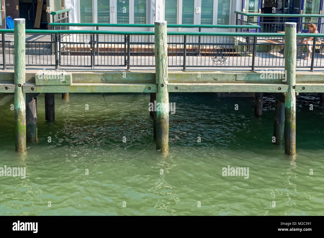 New York, NY, USA June 06, 2015 Pier A Harbor House with restaurant situated on the Hudson