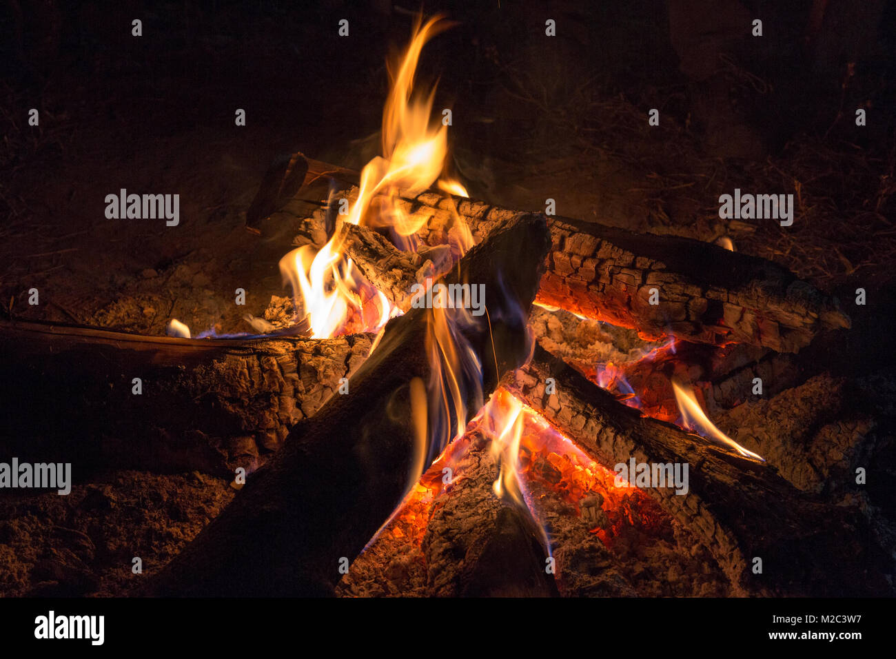 Camp fire, Meghalaya, India Stock Photo