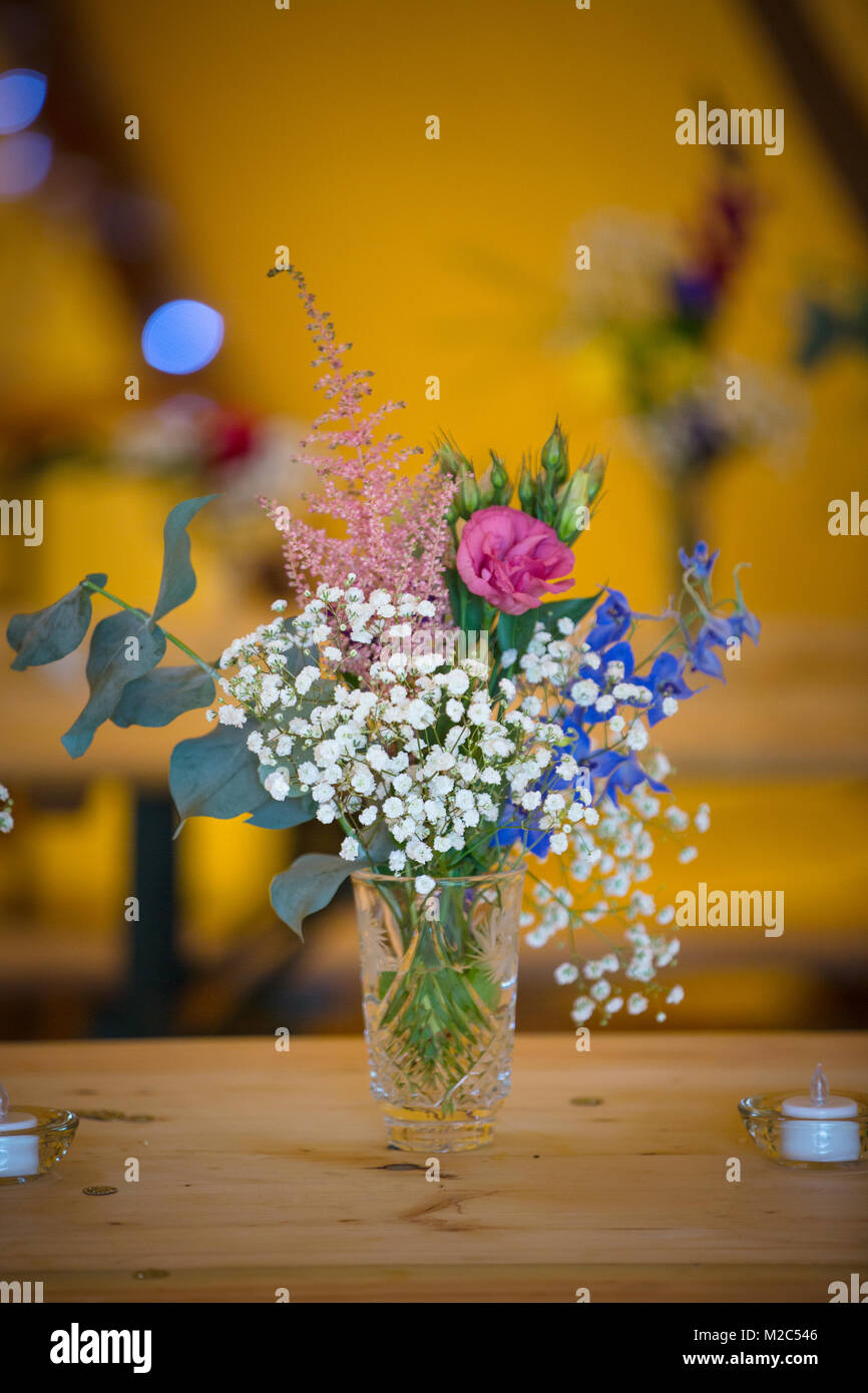 Vase of flowers on table, closeup Stock Photo Alamy