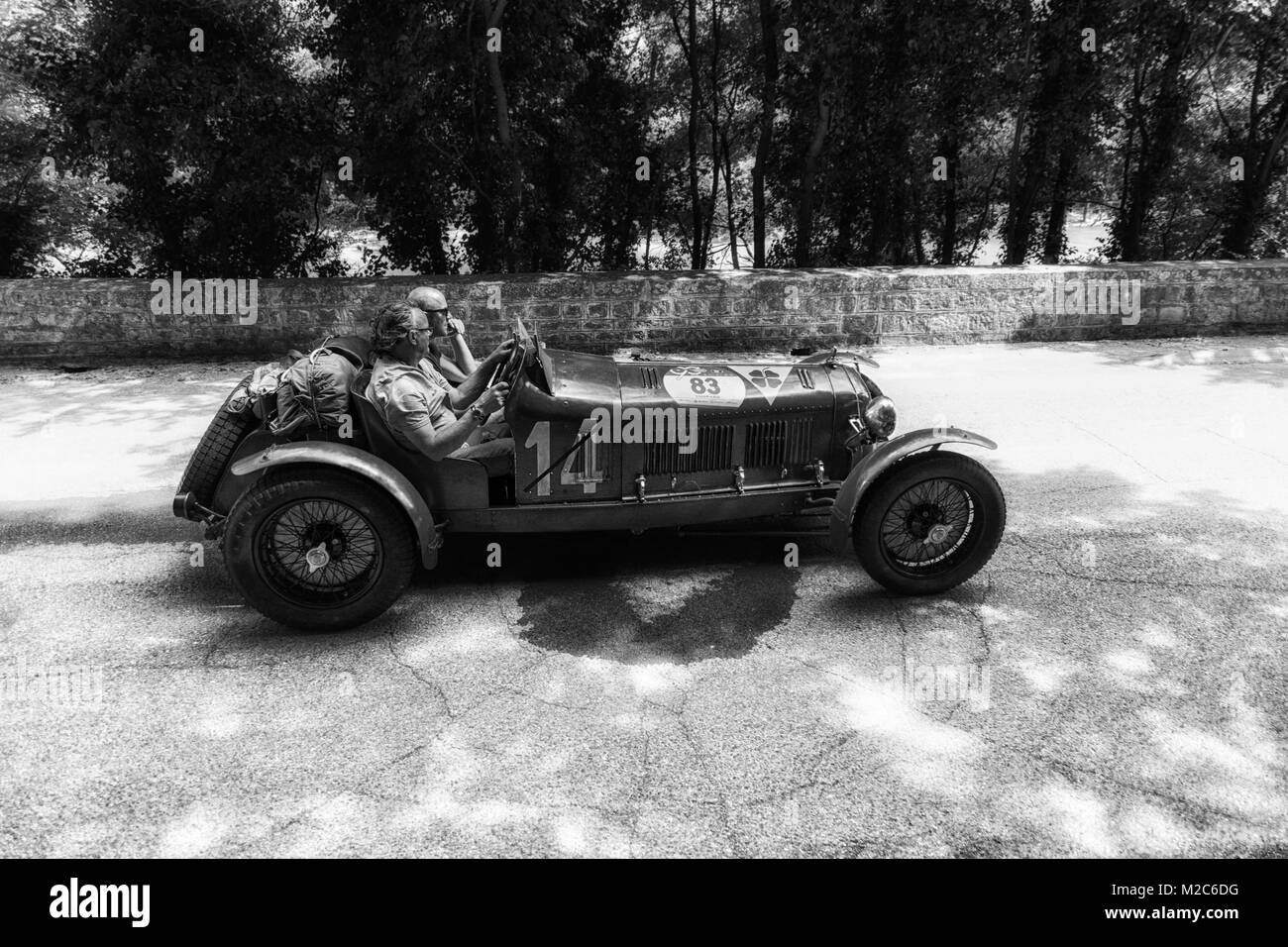 GOLA DEL FURLO, ITALY - MAY 19: ALFA ROMEO 8C 2600 MULETTO 1932an old racing car in rally Mille Miglia 2017 the famous italian historical race (1927-1 Stock Photo