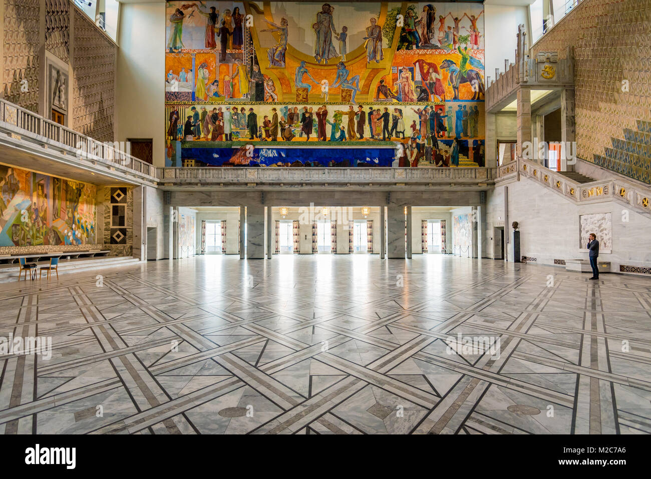 The Main Hall, Oslo Town Hall, where the Nobel Peace Prize celebration  takes place, Oslo Stock Photo - Alamy