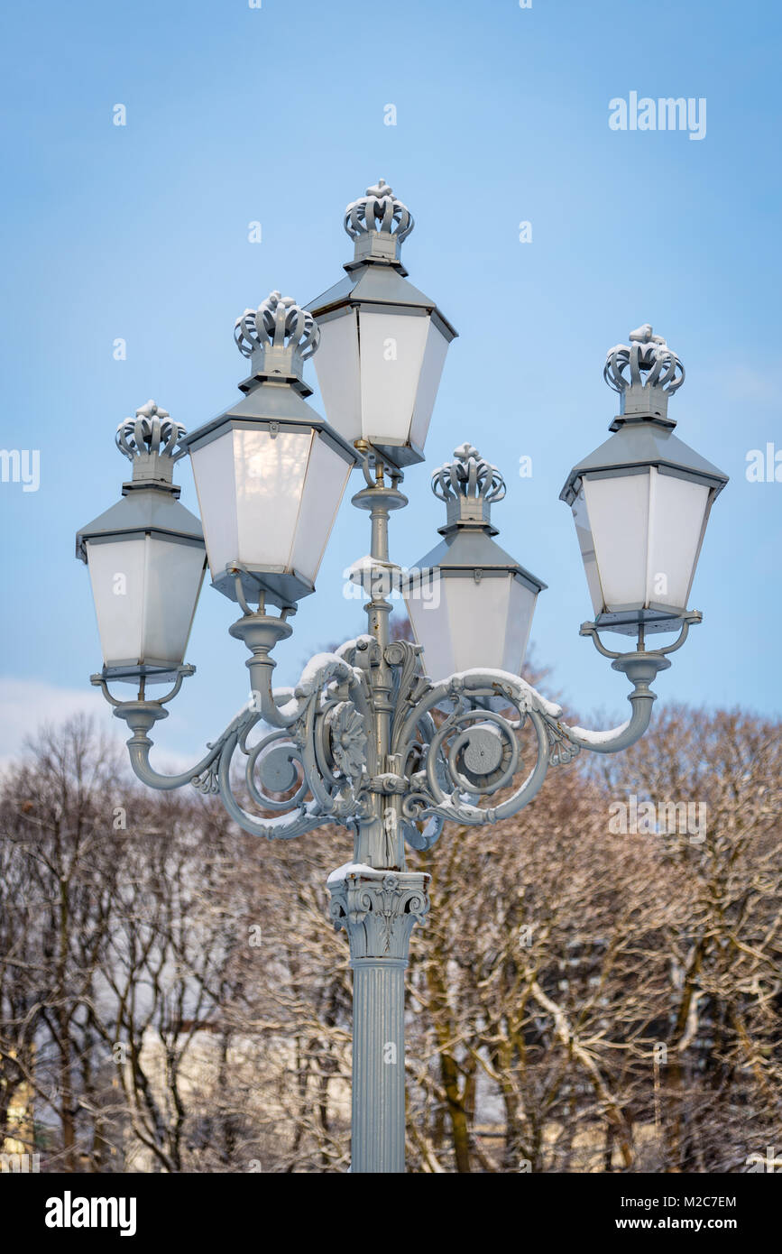 Lamps near Royal Palace, Oslo, Norway Stock Photo