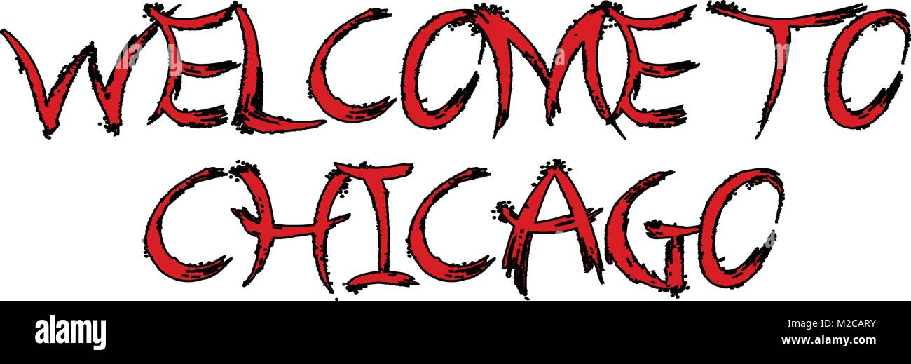 Welcome to Chicago text sign illustration on white background Stock Vector