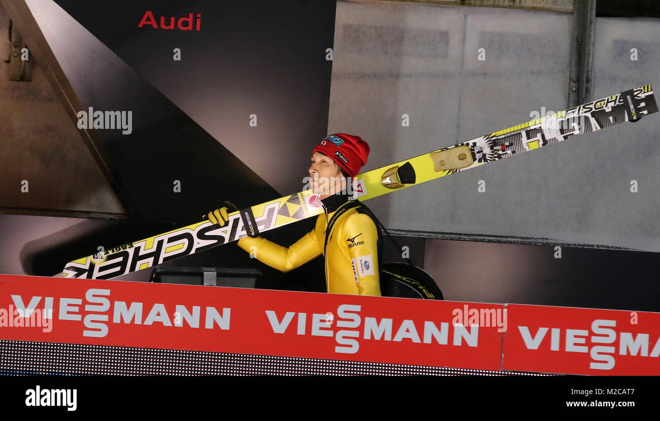 Skispringer Noriaki KASAI bei der Qualifikation für 63. Vierschanzentournee Auftaktspringen Oberstdorf Stock Photo