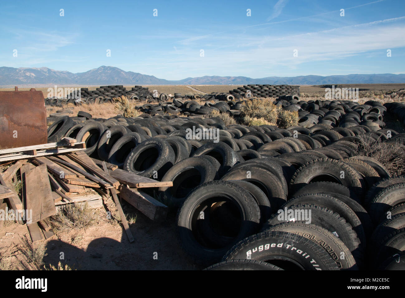 Tires in the New Mexico desert Stock Photo Alamy