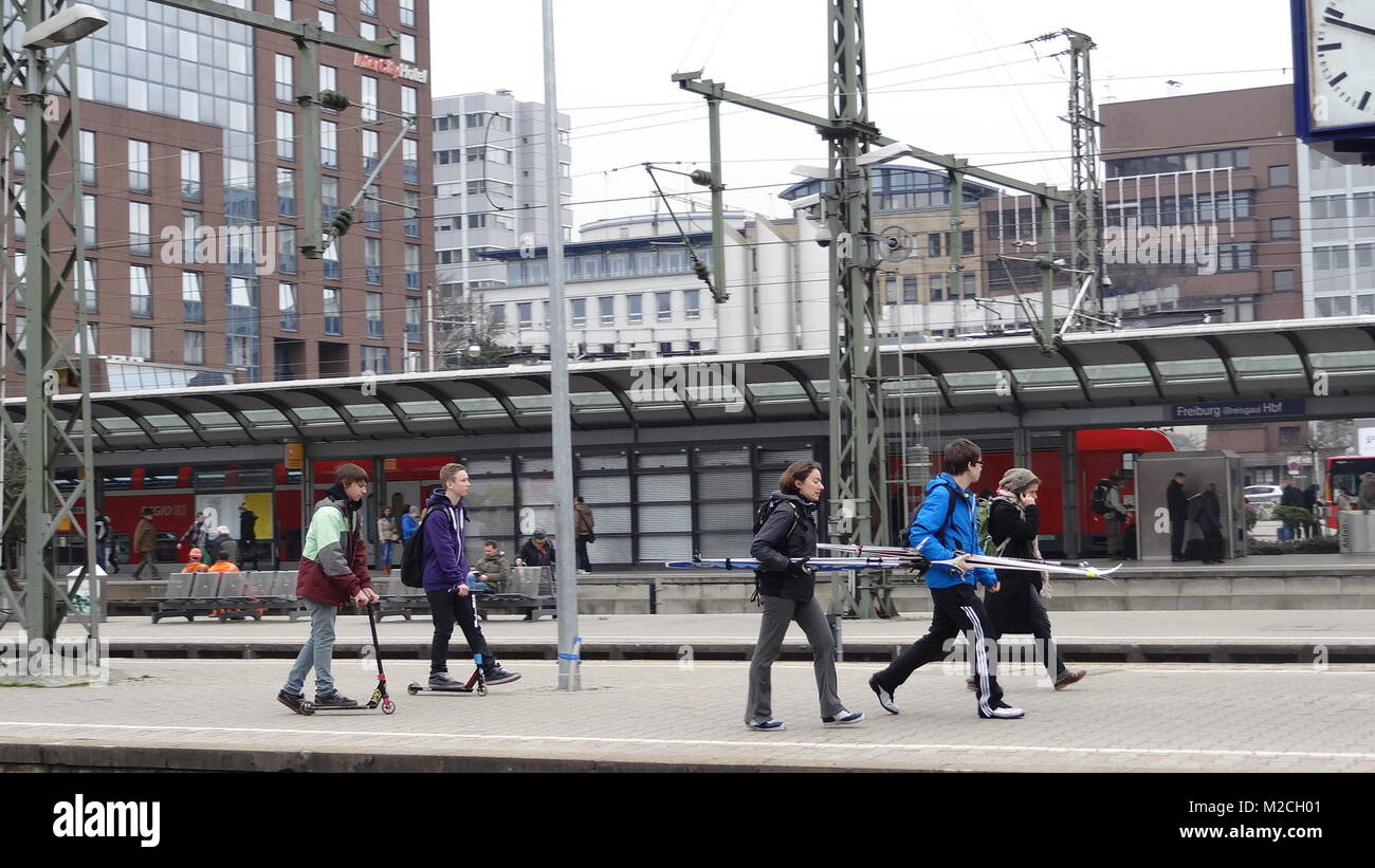 Busse und Bahnen im Regioverkehrsverbund (RVF) Freiburg Stock Photo