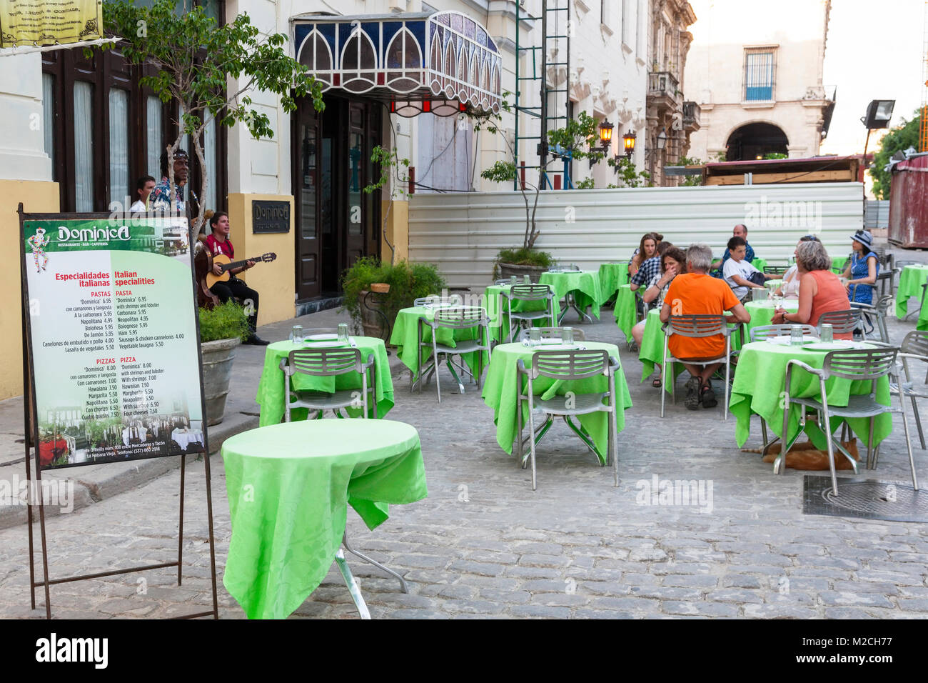 The patio at La Dominica Restaurant in Havana, Cuba. Stock Photo