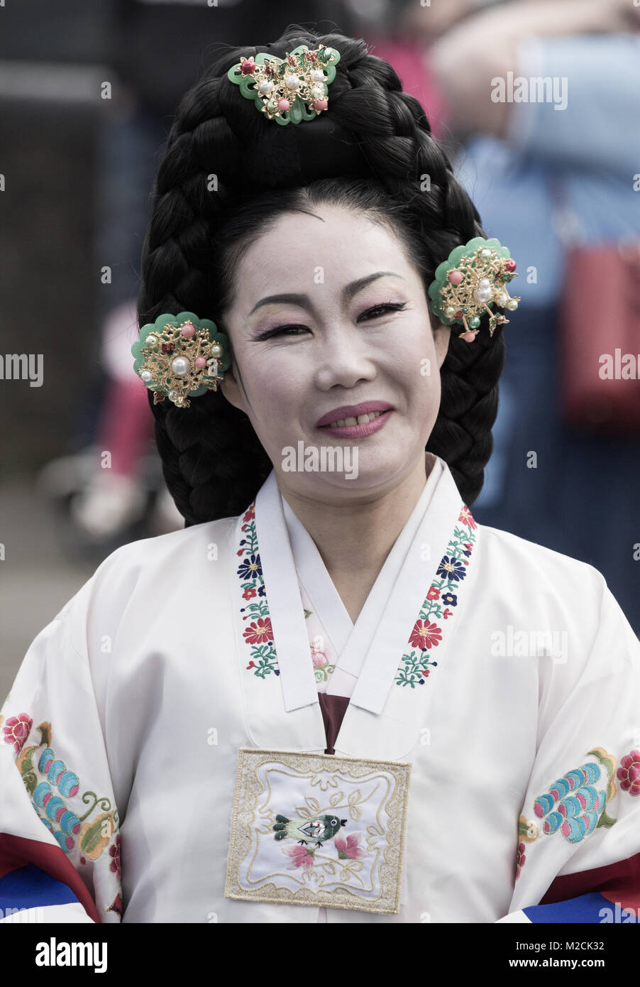 South Korean dancer in traditional costume Stock Photo