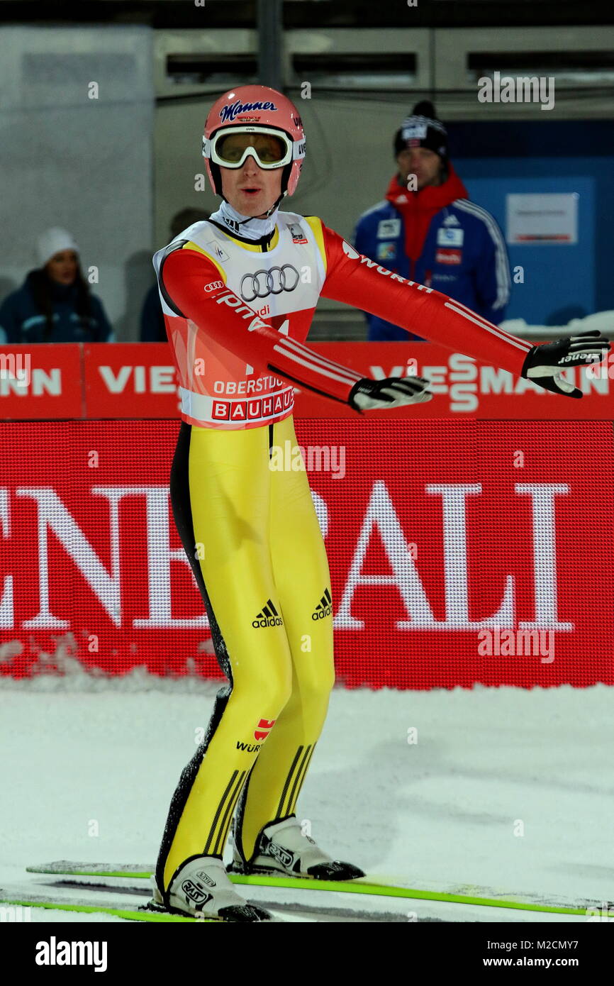 Severin Freund in der Qualifikation für 63. Vierschanzentournee Auftaktspringen Oberstdorf Stock Photo