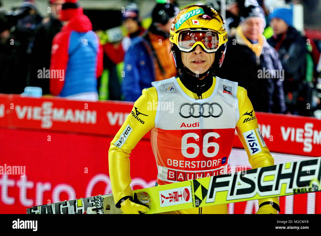 Skispringer Noriaki KASAI (Japan) bei der Qualifikation für 63. Vierschanzentournee Auftaktspringen Oberstdorf Stock Photo