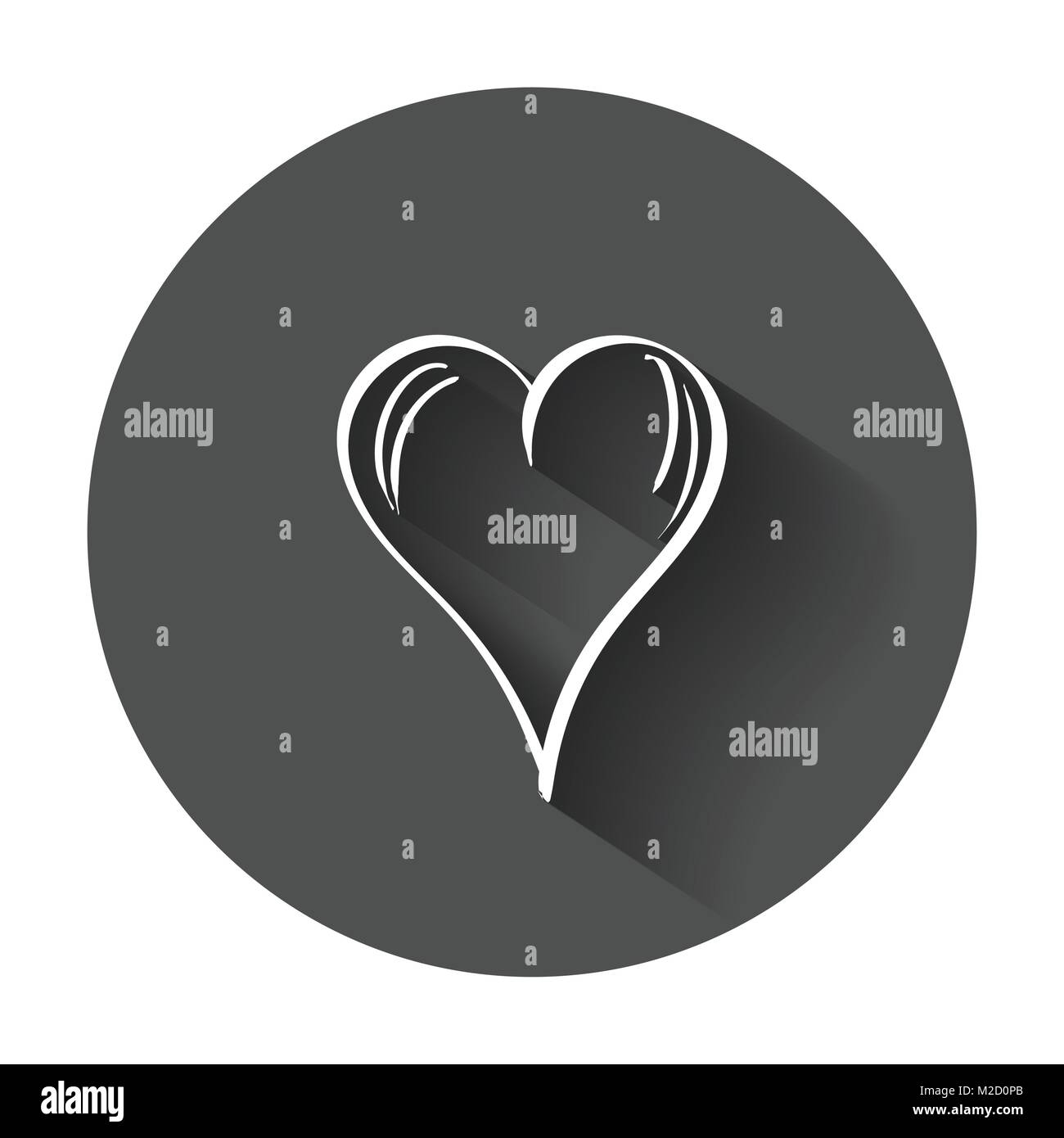 Hand drawn hearts icon. Love vector illustration with long shadow Stock ...