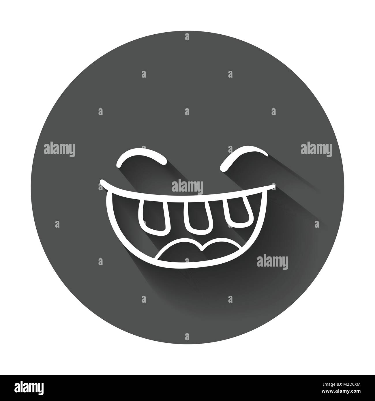 Simple smile vector icon. Hand drawn face doodle illustration with long shadow. Stock Vector