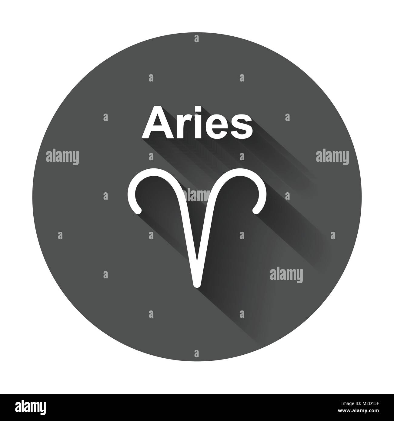 Aries zodiac sign. Flat astrology vector illustration with long shadow ...