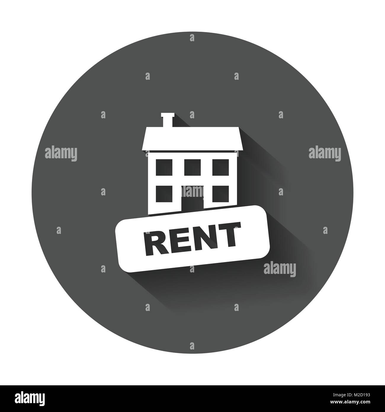 House for rent. Vector illustration in flat style with long shadow. Stock Vector