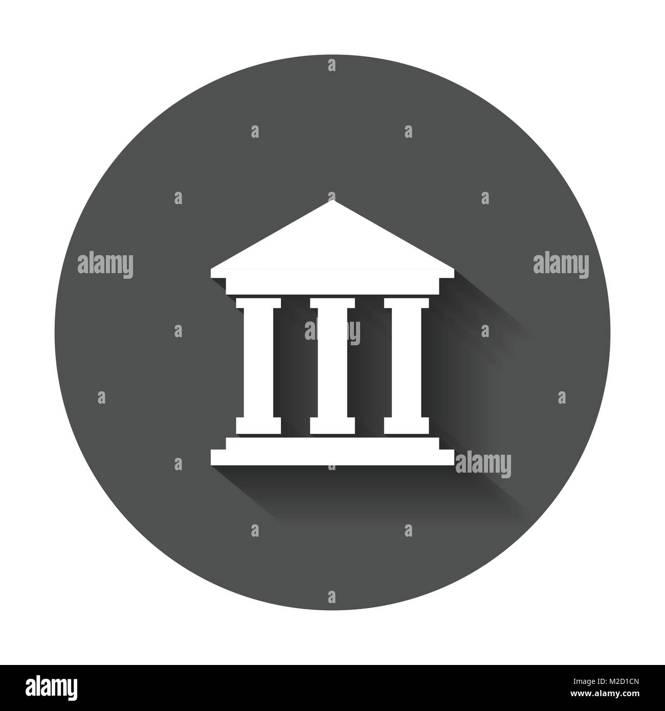 Bank building icon in flat style. Museum vector illustration with long ...