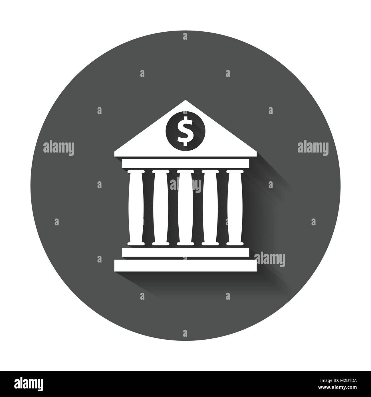 Bank building icon in flat style. Museum vector illustration with long ...